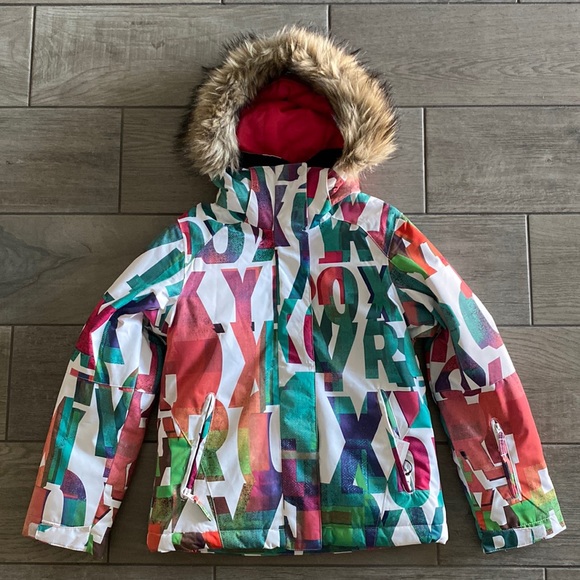 Girls Roxy Ski m/Snowboarding Jacket/Coat - Bright/Multicolored/Rainbow - Picture 1 of 16